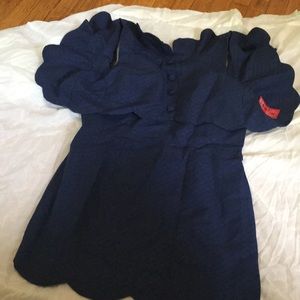 Asos petite scalloped hem mini dress Navy